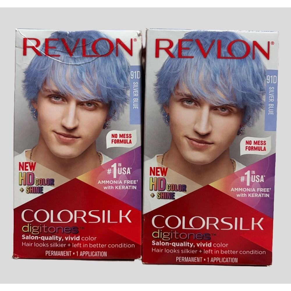 Revlon Colorsilk Digitones Permanent Hair Color – 91D Silver Blue (2 Pack)